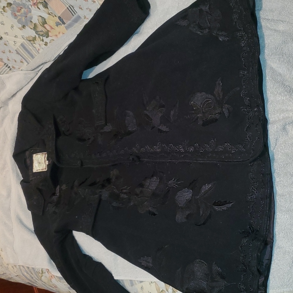 Black embroidered coat